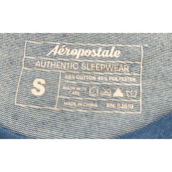 Aeropostale Men's Large Shirt Blue Long Sleeve Sleepwear Size Small - Picture 6 of 11
